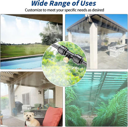 Misters for Outside Patio 32ft– Misting System with Filter and Easy DIY Installation for Garden, Trampoline, and Greenhouse-Ideal for Cooling Patios, and Chicken Coop