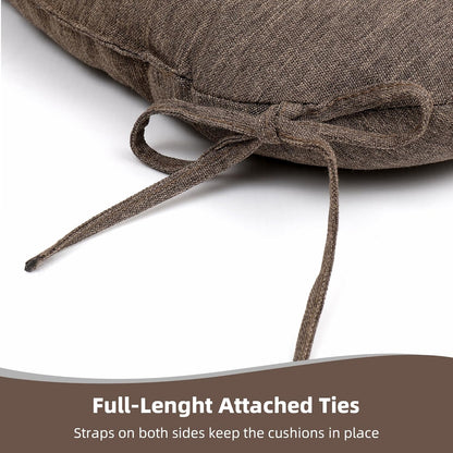RACE LEAF Patio Chair Cushions 19x19 4 Pack, Thickened Heavy Duty Outdoor Cushions Stain & Water Resistant Non-Slip Ties Tufted (Brown)