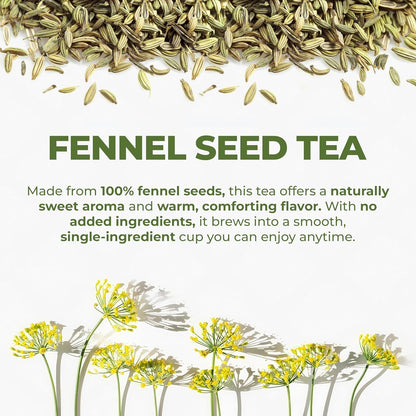 LeafLea 80 Premium Fennel Tea Bags, Pure Dried Fennel Seed Tea, Daily Ease & Balance, Naturally Sweet Taste, Caffeine-Free, Sugar-Free, Non-GMO, Vegan, Individually Wrapped
