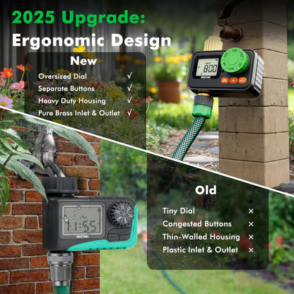 RESTMO RF Remote Controlled Sprinkler Timer with Brass Inlet & Outlet, Programmable Water Timer for Garden Hose, Automatic | Manual | Rain Delay for Outdoor Faucet, Drip Irrigation and Lawn Watering