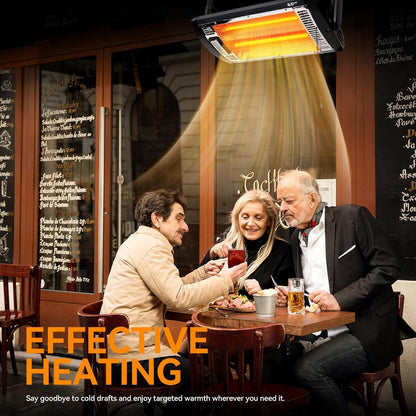 Electric Garage Heater 120V, 750/1500W Ceiling Mount Space Heater for Garage, Shop, Patio with 90° Adjustable Tilt, Dual Quartz Radiant, Safety Metal Grille and Overheat Protection, 1-Pack