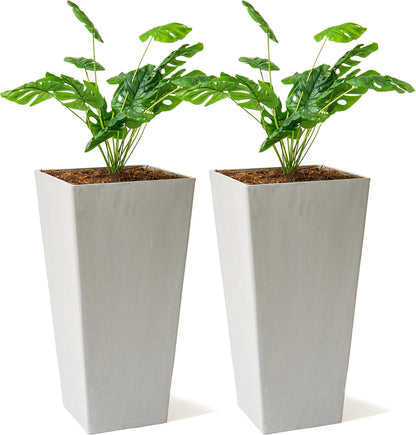 XBrand Modern 28-Inch Square Planter, Modern Tapered Planter Perfect for Indoor & Outdoor, Patio Décor, Set of 2