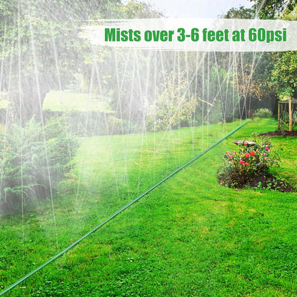 50ft Sprinkler Soaker Hose - Kink-free, Save Water, Flexible - Heavy Duty Three Tube Flat Watering Hose for Garden Yard Lawn Irrigation, With 15 Stakes