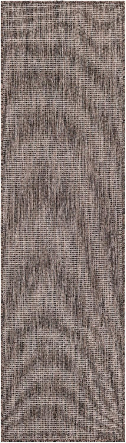 Unique Loom Outdoor Solid Collection Area Rug (2' x 7' 1" Runner Light Brown/Ivory)