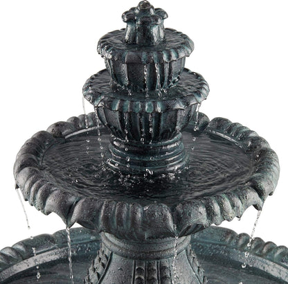 Hampton 56 3/4" High Large Italian Outdoor Decor Slate Stone Floor Fountain with Light LED Waterfall 4-Tier Standing Basin Water Feature for Outside Garden Patio Yard Backyard Porch - John Timberland