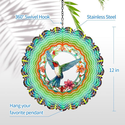 Wind Spinners Outdoor Hummingbird - Birthday Gifts for Women Mom Wife, Hanging Wind Sculptures Wind Spinners, 12 inch 3D Wind Spinner for Garden Decor for Outside, Garden, Patio, Yard, Outdoor