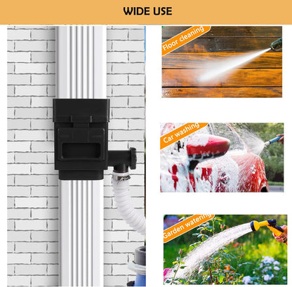 Rain Barrel Diverter Kit, Downspout Diverter Fits for 2"x 3" or 3"x 4" Standard Downspout, Rainwater Collection System with Adjustable Valve and Filter,5ft Hose(Black)