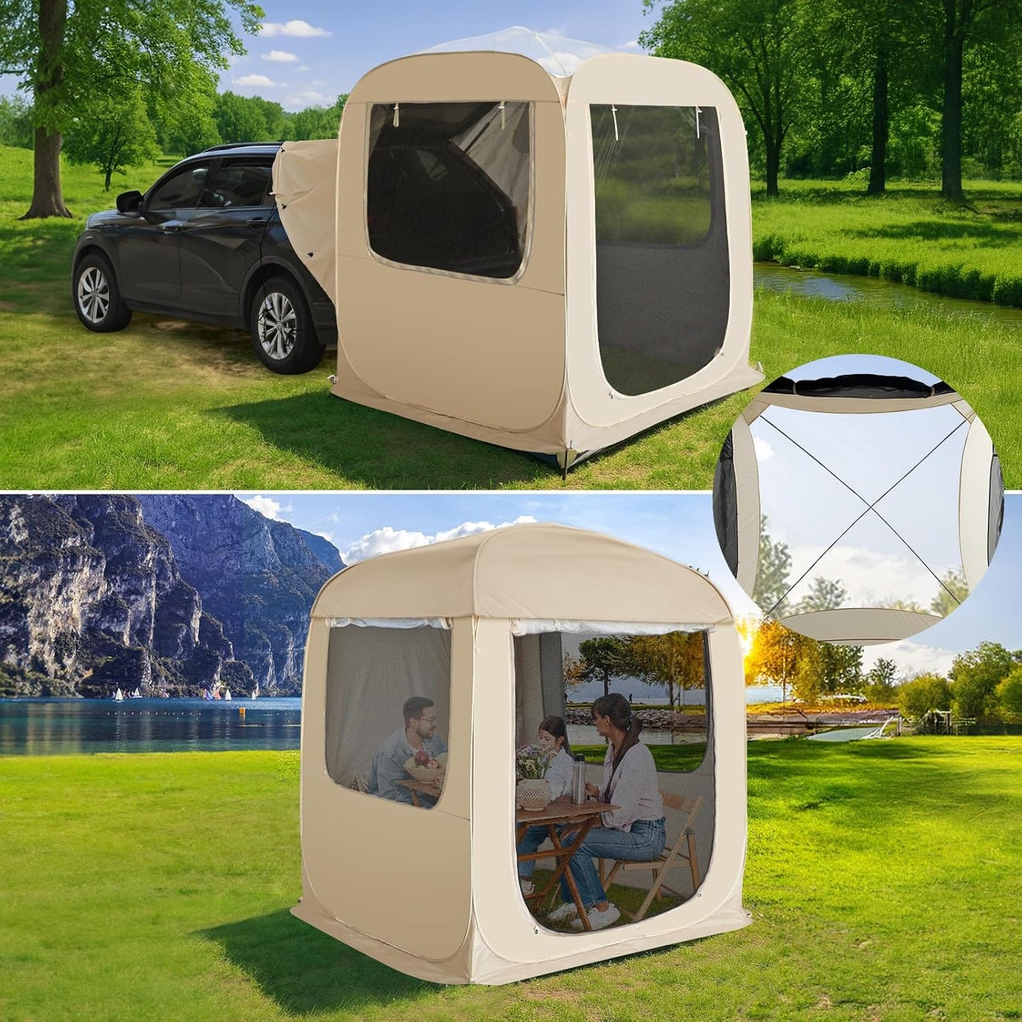 Alvantor Screen House Gazebo, 6-10-15 Person Pop Up Igloo Screened Canopy Tent with Mosquito Netting Sides, Instant UV Resistant Sun Shelter for Garden, Patio, Backyard