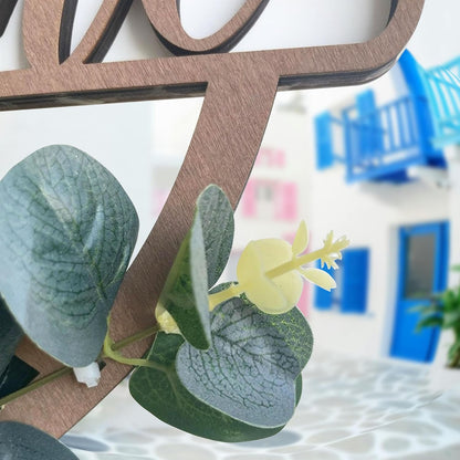interchangeable 3D Welcome Sign for Front Door |Home/Farmhouse Porch Décor Wooden Hanging Sign with Artificial Leaves and Rustic Beads | Christmas Classroom |12" Round