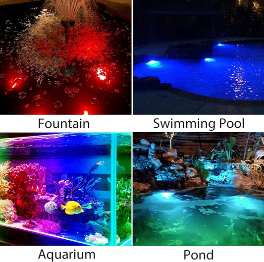 Solar Pond Lights, 18 LED Super Bright RGB LED Underwater Spotlights Color Changing Submersible Pond Light IP68 Waterproof Fountain Lights for Fish Aquarium Tank Garden Yard Pool (5-in-1)