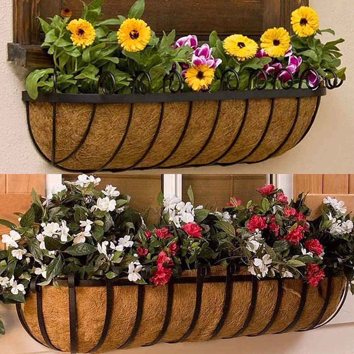 chengchuang 2 Packs Natural Coco Fiber Replacement Liner, 24/30/36/48 in Coconut Liners for Planters, Coco Liners for Window Box/Hanging Basket Liners, Durable Coconut Coir for Planting (48 inch)