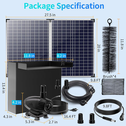 POPOSOAP 70W Pond Waterfall Spillway with Water Pump, 304 Stainless Steel Waterfall Kit with 9.8FT Corrugated Tube, Pond Waterfall Box for Outdoor Pond Waterfall Setup Waterfall System Garden Decor