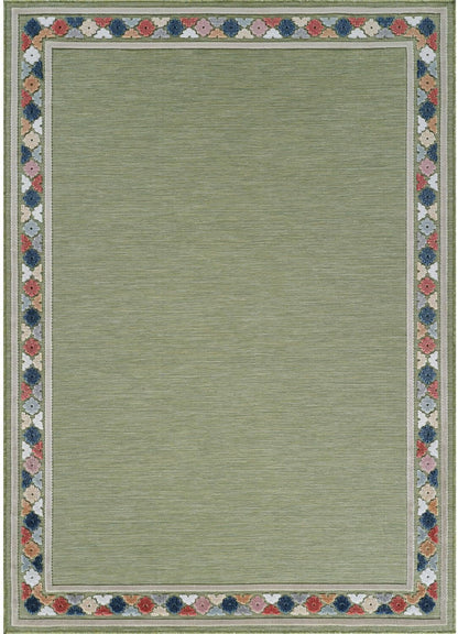 Beverly Rug Outdoor Rug 6x9 Modern Bordered Area Rugs for Indoor and Outdoor Patio Easy to Clean Non Shedding Living Room Porch Garden Washable Outside Carpet (6 x 9 Green)