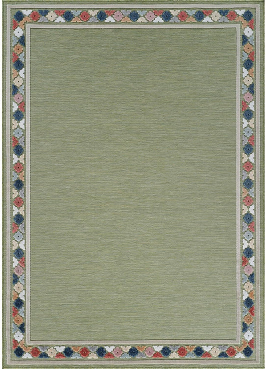 Beverly Rug Outdoor Rug 6x9 Modern Bordered Area Rugs for Indoor and Outdoor Patio Easy to Clean Non Shedding Living Room Porch Garden Washable Outside Carpet (6 x 9 Green)
