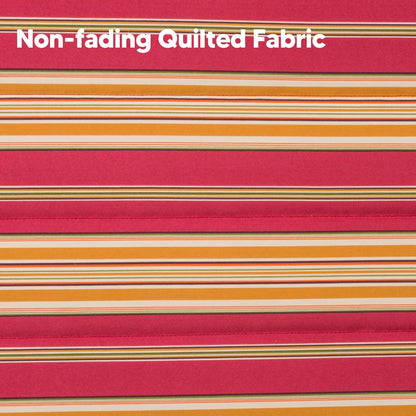 SUNCREAT Double Hammock Quilted Fabric Swing with Spreader Bar, Detachable Pillow, 55” x79” Large Hammock, Red Stripes