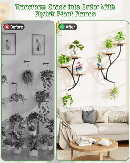 Wall Planters for Indoor Plants 2 Pack, 6 Tiered Wall Plant Holder Hanging Planters Plant Stand Indoor, Window Plants Shelves for Living Room Patio