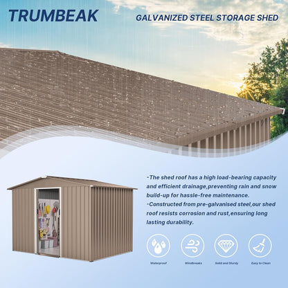 8FT x 6FT Metal Outdoor Storage Shed,Utility and Tool Shed Storage House w/Lockable Sliding Doors & Air Vent,Garden Shed for Backyard,Garden,Patio,Lawn