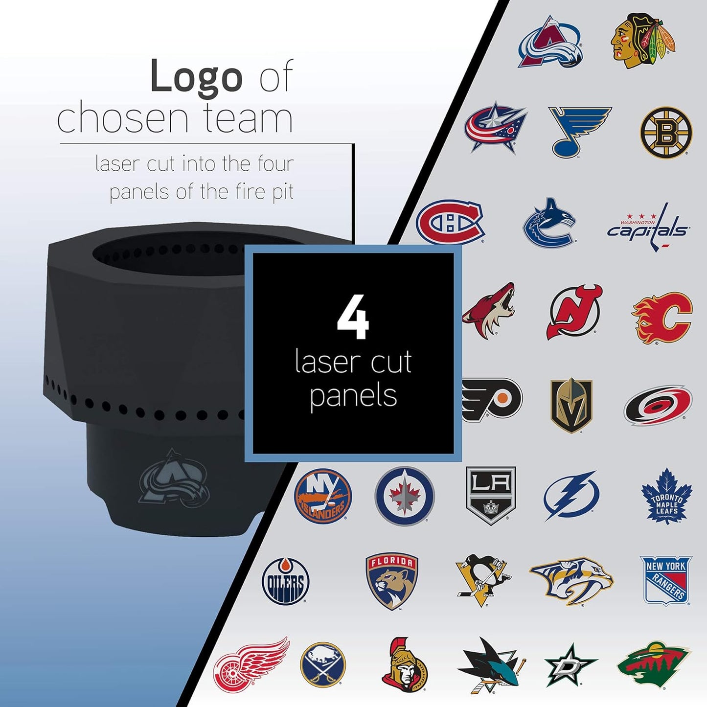 Blue Sky Outdoor Living NHL Nashville Predators Ridge Portable Steel Smokeless Fire Pit with Carrying Bag, Firewood and/or Wood Pellet Burning