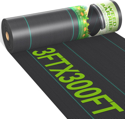 3ftx300ft Weed Barrier Landscape 3.2oz Fabric Heavy Duty, Woven Weed Control Cloth, Woven Geotextile Fabric for Underlayment, Gardening Ground, Commercial Driveway Weed Block Cover Mat