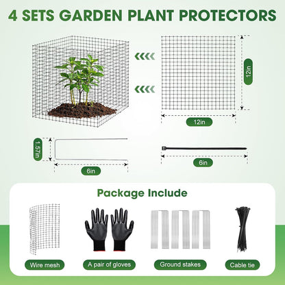 60PCS Plant Protector from Animals, 20 Pack 12'' x 12'' Metal Plant Cages, Heavy Duty Garden Cage to Keep Animals Out, Garden Wire Mesh Protection from Rabbit Chicken Squirrel Tree,Vegetables,Flowers
