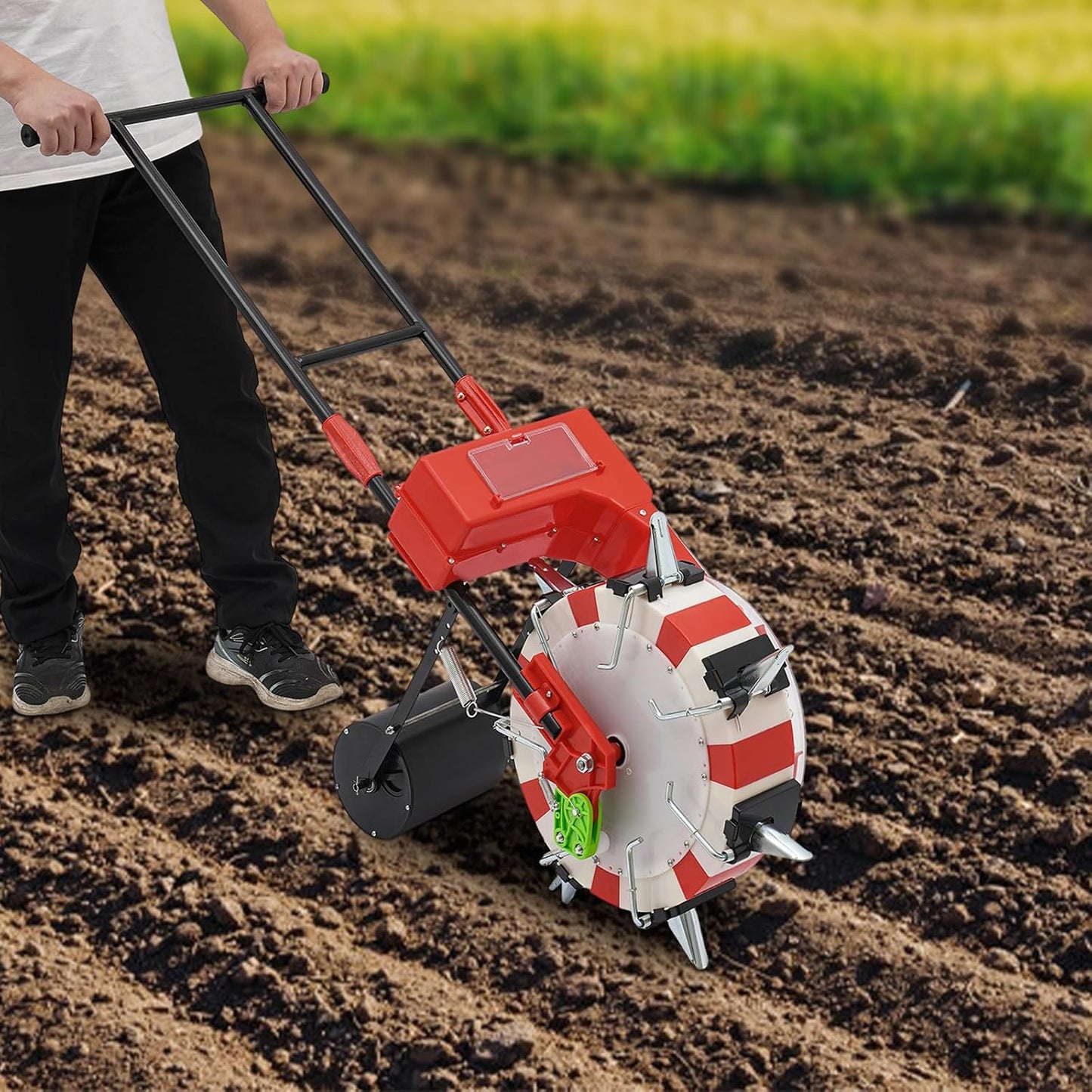7-Row Manual Garden Seeder, Corn Planter, Hand Push Precision Seeder Planter for Corn Soybean Peanut Seeds, Adjustable Depth & Spacing (9.06")