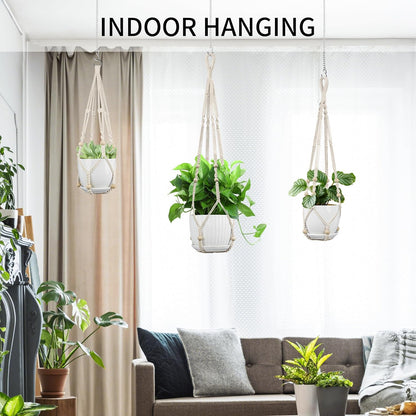 3 Pack Macrame Plant Hanger - 35"/29"/23" Different Sizes, Hanging Planter Basket Flower Pot Holder for Indoor Outdoor, Boho Home Decor, Ivory (POTS NOT Included)
