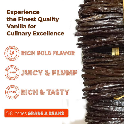Bulk Vanilla Beans Grade A+, 2 Lb. Whole Vanilla Beans for Making VanillaExtract, Non GMO. Perfect For Icecream, Baking and Desserts. by Akshit