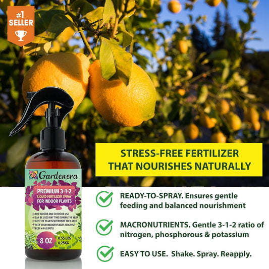 Professional Fiddle Leaf FIG Spray Fertilizer Mist for Home Gardening | 3-1-2 Gentle Blend Mist for Healthy Leaves & Growth | Essential Nutrients for Fiddle Leaf Figs - 8oz