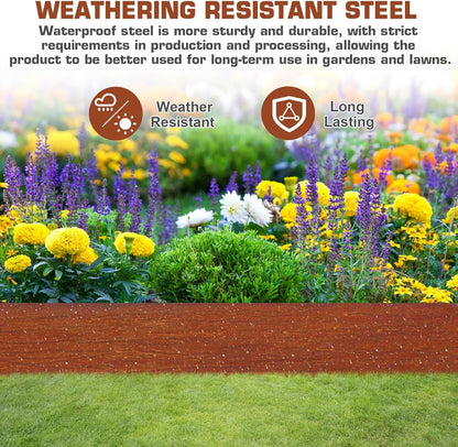 42" L X 6.3" H Corten Steel Landscape Edging, 6 Pack Hammer in Landscape Edging, Garden Edging Border for Lawn, Flower Bed, Yard (Rust-Colored)