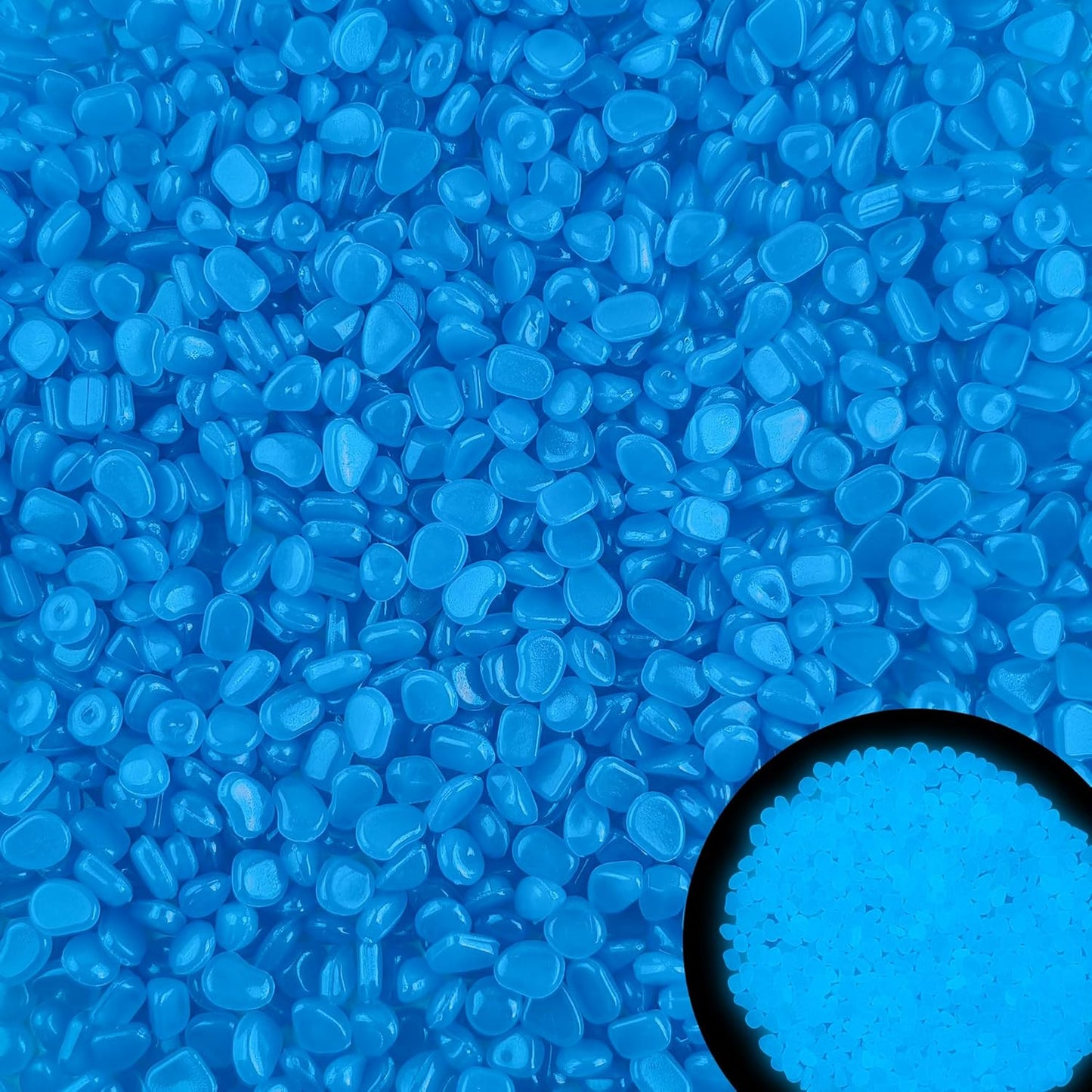 200pc Blue Glow in The Dark Stones Blue Pebbles Glow Fish Tank Rocks Luminous Pebbles for Outdoor Decor Garden Luminous Stone Glow Stones for Yard Walkway Pathway Aquarium,Blue