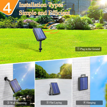 2 Pack Solar String Lights Total 480LED 158FT, IP67 Waterproof Solar Lights for Outside with 8 Modes, Upgraded Solar Panel Fairy Lights for Garden Party Wedding Decorations (Cool White)
