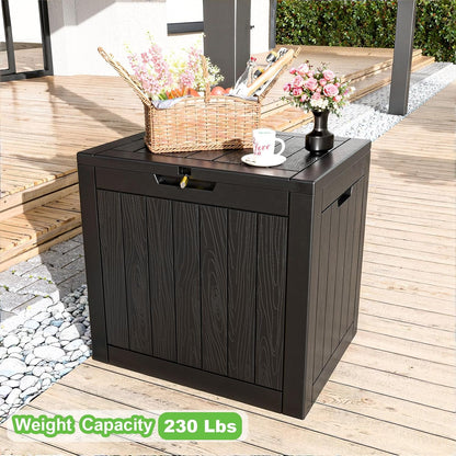 31 Gallon Waterproof Outdoor Storage Box,Resin Deck Box,Lockable Outside Storage Box Container for Patio Furniure,Garden (31 Gallon Black)