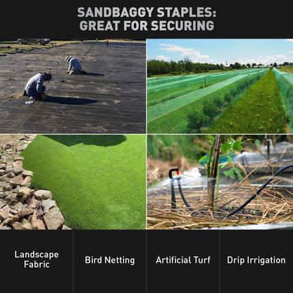 Sandbaggy 6 Inch Long Galvanized Landscape Staples ~ SOD Staples Garden Stakes Square Pins (1000 Staples)