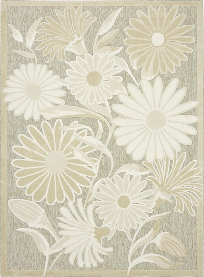 Nourison Aloha Ivory Sage 9' x 12' Area Rug - Easy Clean, Non Shedding, Bed Room, Living Room, Dining Room, Kitchen (9' x 12')