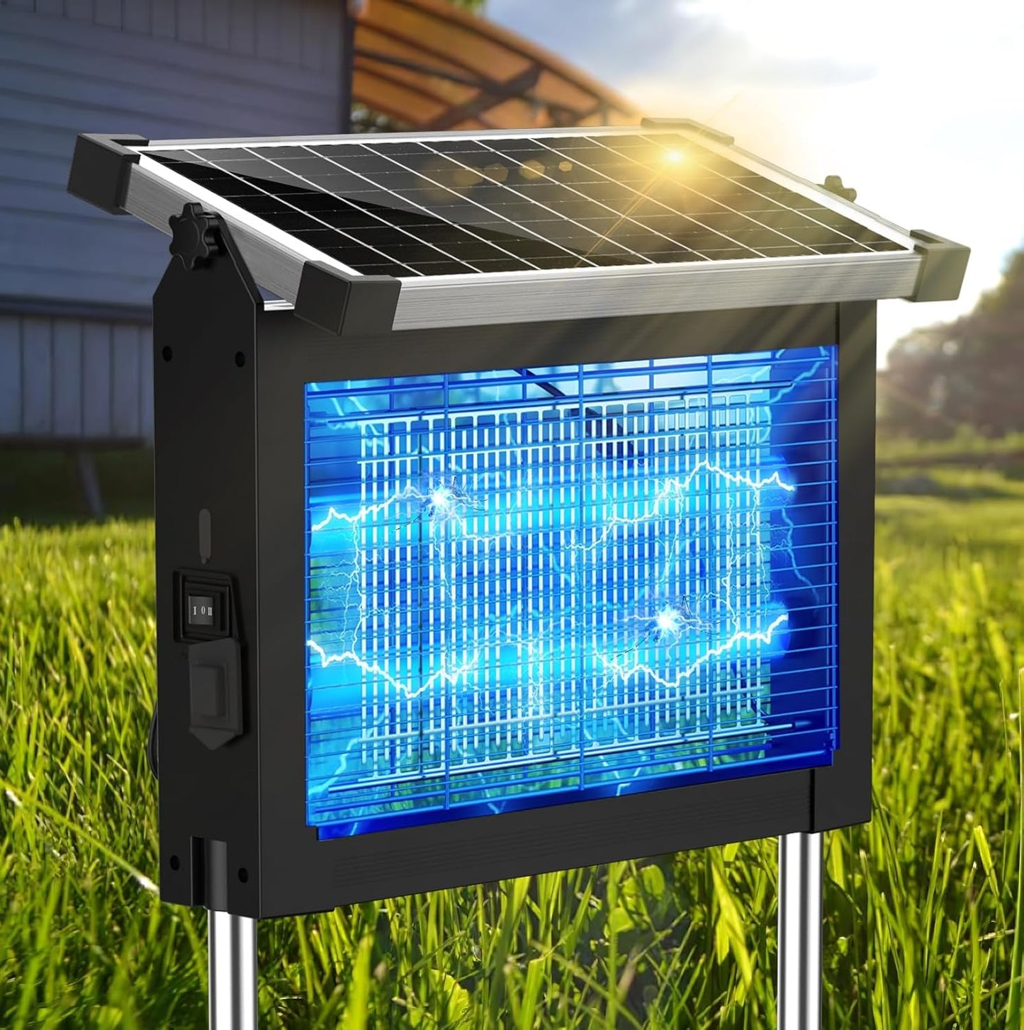 Solar Bug Zapper Outdoor Waterproof, Jepwe 4500V Cordless Bug Zapper Outdoor Large, Rechargeable Mosquito Killer & Fly Zapper, Solar Powered Insect Trap for Garden, Patio, Backyard, Indoor Use