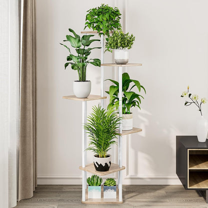 AZERPIAN Plant Stand 6 Tier Indoor Metal Flower Shelf for Multiple Plants Corner Tall Flower Holders for Patio Garden Living Room Balcony Bedroom, White