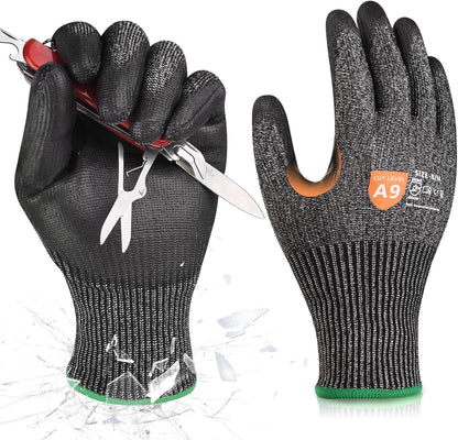 Donfri A9 Cut Resistant Work Gloves for Men - Steel + HPPE Hybrid Safety Gloves for Men, ANSI Cut Level 9 Protection Flexible for Metal Glass Wood Construction Fishing