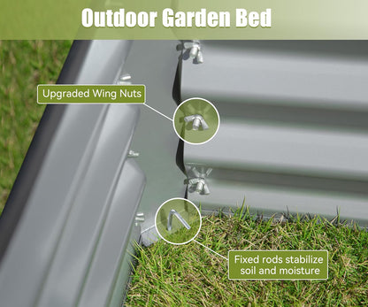 Domi Galvanized Raised Garden Bed, Outdoor Planter Garden Boxes Large Metal Planter Box for Gardening Vegetables Fruits Flowers, Silvery (8x4x1ft)