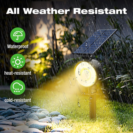 nipify 2 Pack Solar Spot Lights Outdoor Waterproof with 3 Modes, Solar Spotlight Light for Outside Yard Landscape Lighting Pathway Lights Wall,Warm White