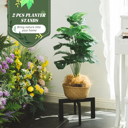 HPC DECOR 2 Pack Wood Plant Stand-Mid Century Modern Planter Stands-Wooden Flower Pot Stands Riser,Low Short Plant Stands Indoor-Modern Minimalist Wooden Stool for Plant Pot Holder, Fit 5-15 Inch Pot.