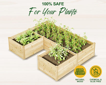 AMERLIFE U-Shaped Raised Garden Bed, 7.5Wx6Dx1.6H Free Combination Outdoor Wooden Raised Garden Bed Planter with 19.6" Depth Planter Box