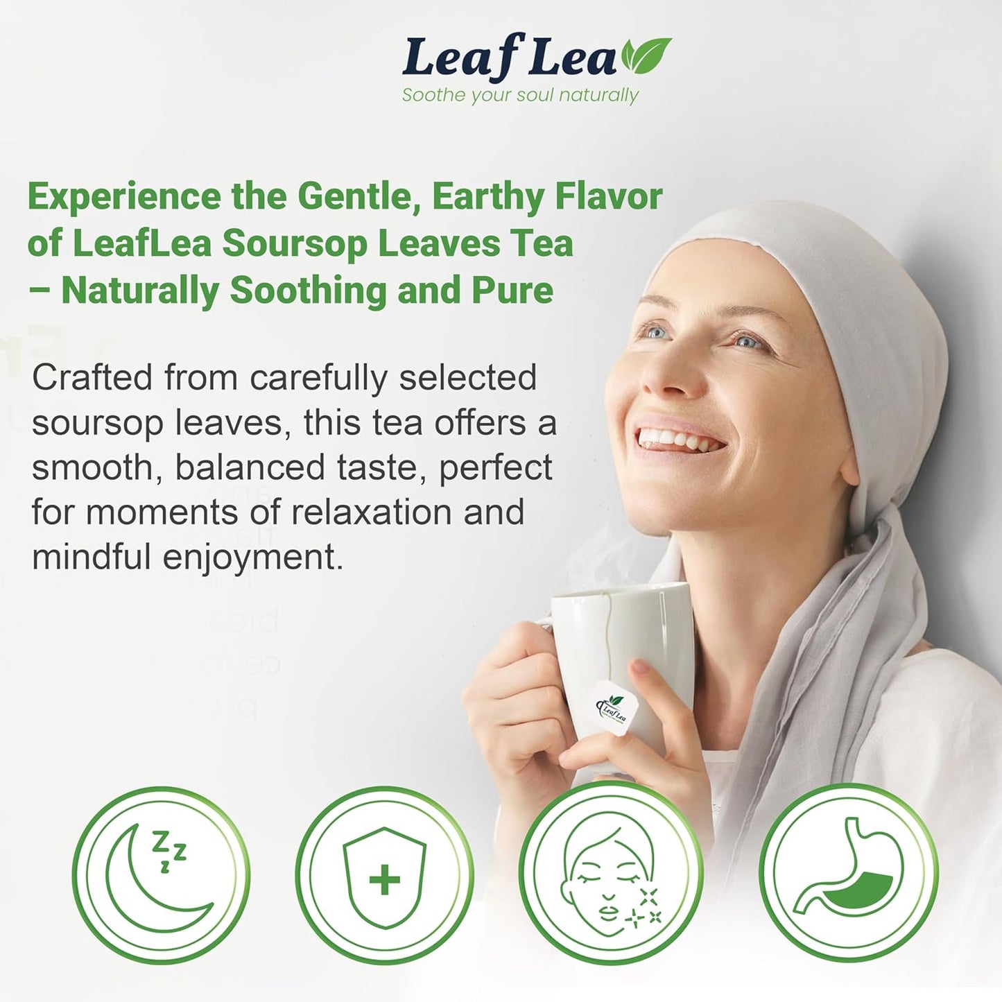 LeafLea 40 Premium Soursop Leaf Tea Bags, Pure & Natural Sour Sop Leaves, Graviola Leaves Tea, Hoja Guanabana Tea, Natural Digestion Support Herbal Tea Bags, Nutrient-Rich, No Sugar, No Caffeine