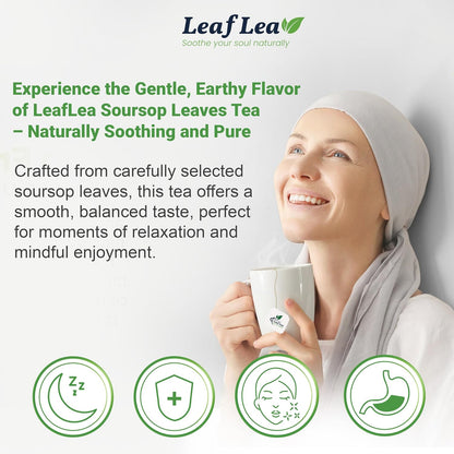 LeafLea 80 Soursop Leaf Tea Bags, from Natural Soursop Leaves (Graviola), Herbal Blend for Wellness, Sour Sop Herbal Tea Individually Wrapped for Freshness, Caffeine-Free, Vegan, No Sugar, Non-GMO