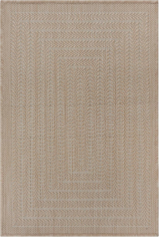 Adiva Rugs Outdoor Indoor Area Rug, Weather Resistant, Easy to Clean, Stain Resistant Floor Mat for Dining Room, Backyard, Deck, Patio (Natural Beige, 2'6" x 7')