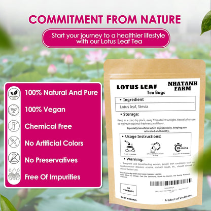 NHAT ANH FARM - Premium Lotus Leaf Tea Bags, 100 Teabags, 100% Natural, Hand-Selected Lotus Leaf Tea Bags, No Additives, Sugar-Free,Caffeine-Free. Good For Your Health.