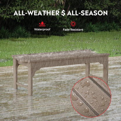 Outdoor Benches Weatherproof, All Weather Resistant Park Bench Poly Lumber Backless Garden Bench Seat for Entryway Front Porch, Weathered Wood