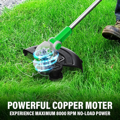 SOYUS Weed Wacker 12 Inch String Trimmer Cordless 20v Electric Weed Wacker, 2 Pcs 2.0Ah Battery Powered Weed Trimmer/Edger, Lightweight Grass Trimmer with 8 Pcs Replacement Spool Trimmer Lines