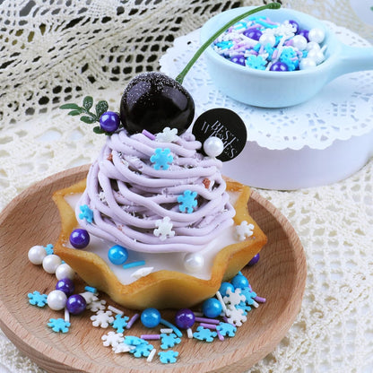 Snowflake Sprinkles for Cake Decorating, Jimmies & Pearl Sugar Mix for Cupcakes, Cookies, Ice Cream & Holiday Desserts, Birthday Party Supllies