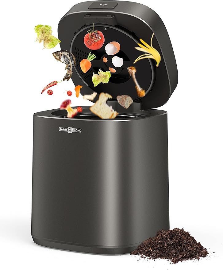 Paris Rhône Smart Waste Kitchen Composter, Electric Kitchen Compost Bin Eco-Friendly Sustainable Indoor Countertop Food Cycler with 3 Modes, Odor-Free with Carbon Filters, Fertilizes Your Garden