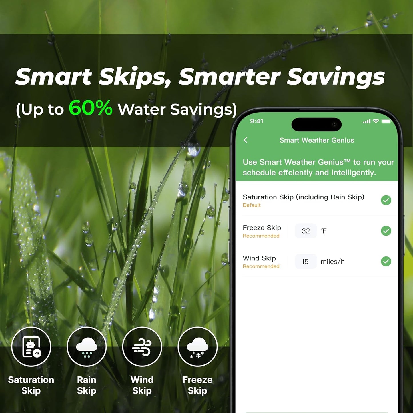 ImoLaza Outdoor Smart Sprinkler Controller, 8-Zone WiFi Irrigation Controller with Hyper-Local Weather, App Remote Control, Works w/ Alexa, Auto Watering, Rain/Freeze/Wind Skip, Smart Fault Detection